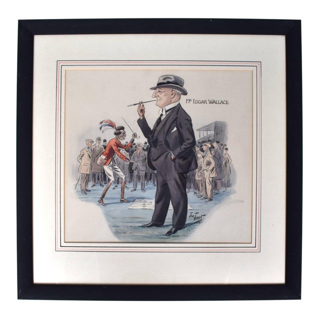 Mr Edgar Wallace Watercolour by Peter Ronald 'The Tout' Buchanan (British, 1881-1964) For Sale