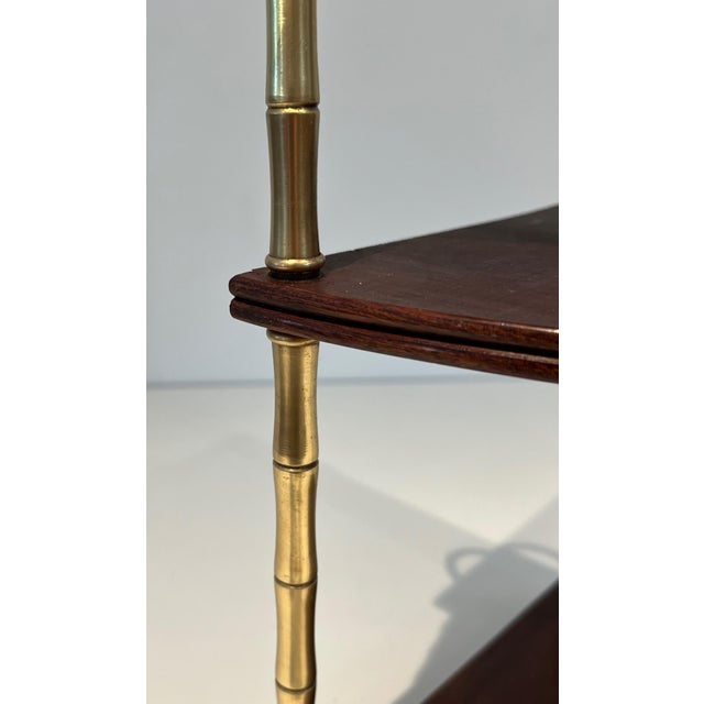 Corner shelves in faux bamboo, brass and wood in the style of Maison Baguès For Sale - Image 6 of 8