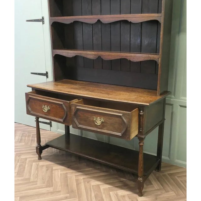 Wood Victorian Welsh Gothic Country Oak Dresser, 1890 For Sale - Image 7 of 8