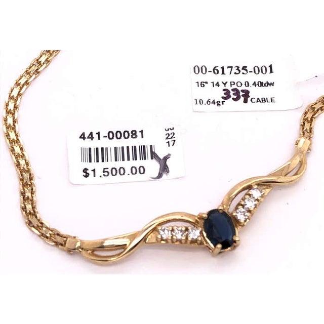 14 Karat Gold Cable Necklace With Diamond and Sapphire Soldered Pendant .40tdw For Sale - Image 12 of 12