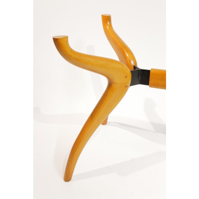 Sculptural Mid-Century Modern Glass-Top Dining Table with Curved Wood Base For Sale - Image 13 of 18