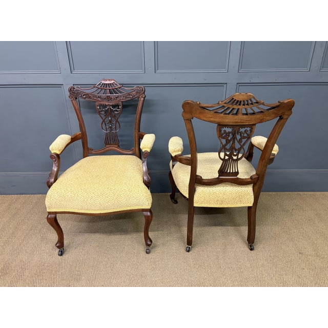 Victorian Mahogany Salon Suite, 1890, Set of 7 For Sale - Image 14 of 18