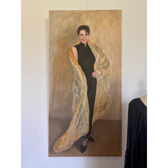 Glamorous Portrait of Elegant Woman - Original Painting on Canvas For Sale - Image 4 of 16