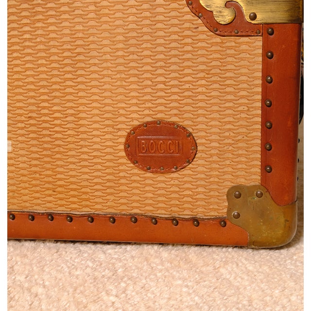Vintage Travel Trunk in Leather, Wood, and Brass from Bocci, 1960s For Sale - Image 11 of 13