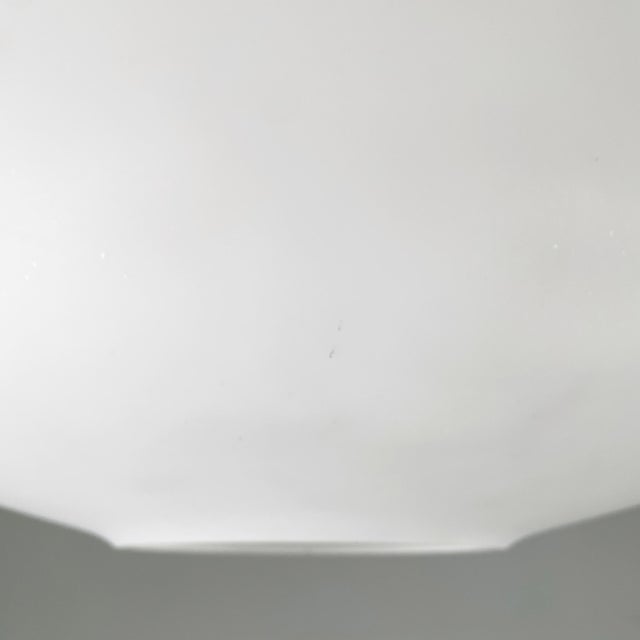 Metal Italian Pendant Lamp in Opaline Glass, Brass and Black Metal, 1950s For Sale - Image 7 of 16