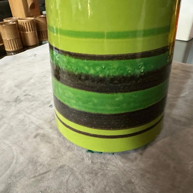 A Rare Avobin Vintage Italian Ceramic Huge Vase, Hand-Painted 1970s Design For Sale - Image 6 of 11