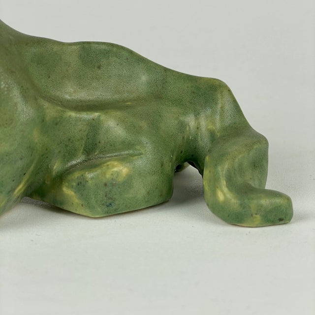 Vintage Ceramic Avocado Green Dog Sculpture in Geometric Form For Sale - Image 11 of 12