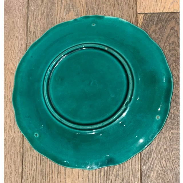 Italian Mid 20th Century Italian Green Majolica Dish For Sale - Image 3 of 5