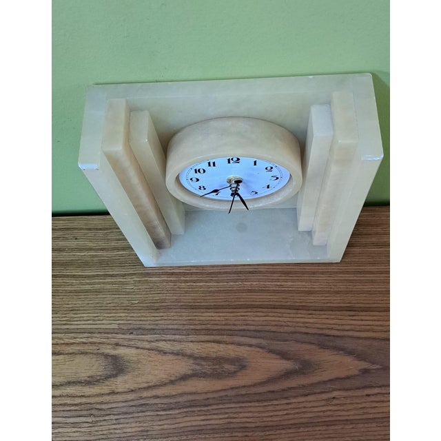 Vintage Alabaster Table Clock, 1985 For Sale - Image 6 of 8