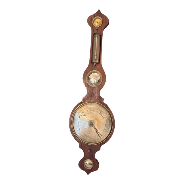 Antique Victorian Rosewood Thermometer Barometer For Sale