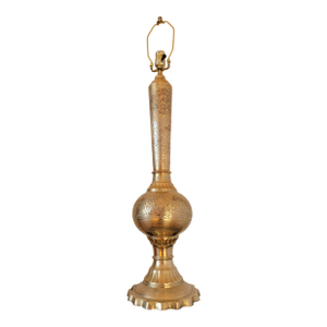 Vintage Hand Painted Brass Side Table Lamp From India