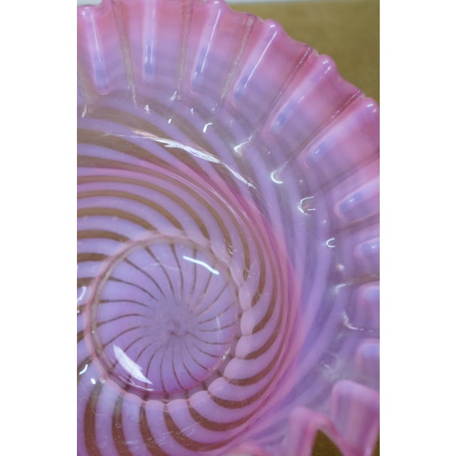 Late 20th Century 3 Fenton Cranberry Glass Opalescent Ruffled Clambroth Vase Basket Bowl Compote For Sale - Image 15 of 16