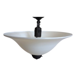 Art Deco Brass and Glass Ceiling Lamp, 1980s For Sale