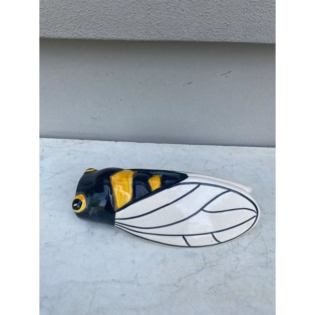 Large French Majolica cicada wall pocket signed Sicard from Provence. Measures: Height / 10 inches.