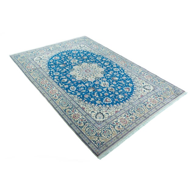 Mid-Century Modern Hand-Knotted Oriental Rug in Blue For Sale - Image 3 of 13