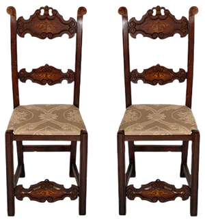 Set of Venetian Gothic Style Carved Walnut Side Chairs, 1800s
