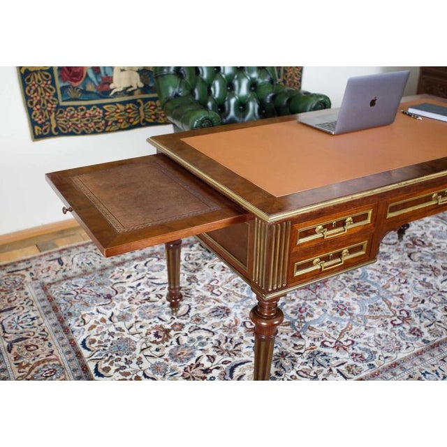 English Extendable Desk with Leather Top For Sale - Image 4 of 10