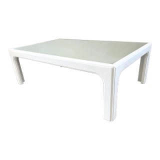 Modern White Lacquered Coffee Table With Mirror Top For Sale