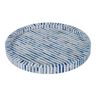 Regina Andrew Bone and Indigo Tray Round For Sale
