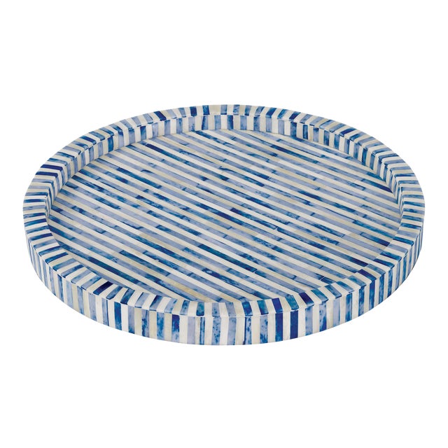 Regina Andrew Bone and Indigo Tray Round For Sale