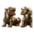 Pair of Gilt Bronze Guardian Lions – 4.3" Foo Dogs With Beaded Spine Detail For Sale