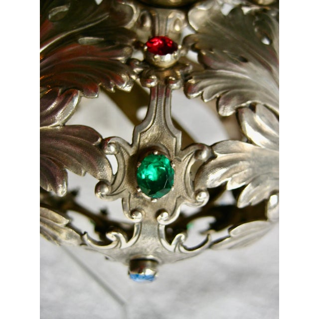 Silver Statue Crown With Colored Stones 19 Century For Sale - Image 4 of 10
