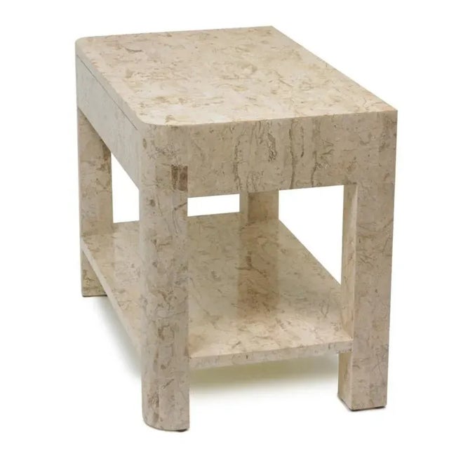 Contemporary Cleo Nightstand, Veneered with Fossilized Stone, FWL For Sale - Image 3 of 6