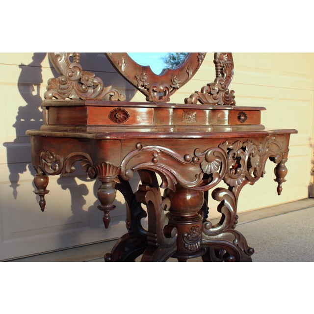 Early 19th-Century Rococo Revival Style Hand-Carved Vanity With Trefoil ...