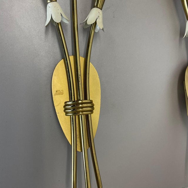 Goldenrod Brass Theatre Wall Light Sconces, Italy, 1950s, Set of 2 For Sale - Image 8 of 18