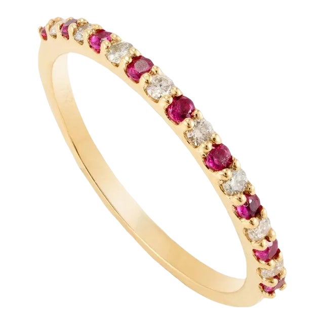 Ruby and Diamond Stacking Band in 18k Gold Ring Size 7 ( All Sizes Available ) For Sale