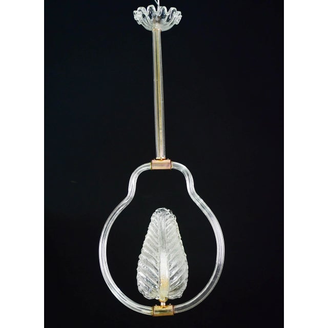 Lovely Transparent Art Decò Barovier E Toso Pendant Light Murano Glass, 1940s For Sale - Image 4 of 14