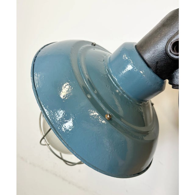 1960s Industrial Blue Painted Factory Wall Cage Lamp from Elektrosvit, 1960s For Sale - Image 5 of 13