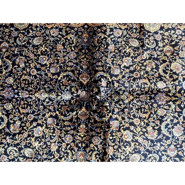 Silk pile signed Turkish rug -