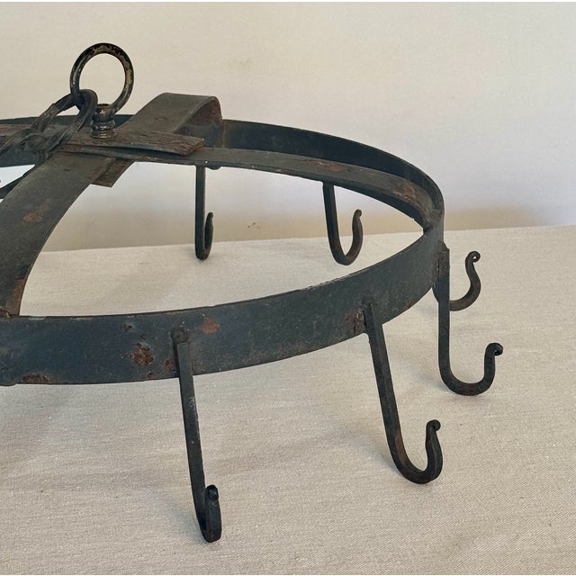1800s Antique Hanging Pot Rack With Chain | Chairish