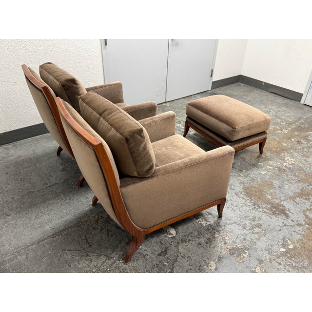 William Switzer Lucien Rollin Collection Chaise Apollon Armchairs + Ottoman, Set For Sale - Image 11 of 12
