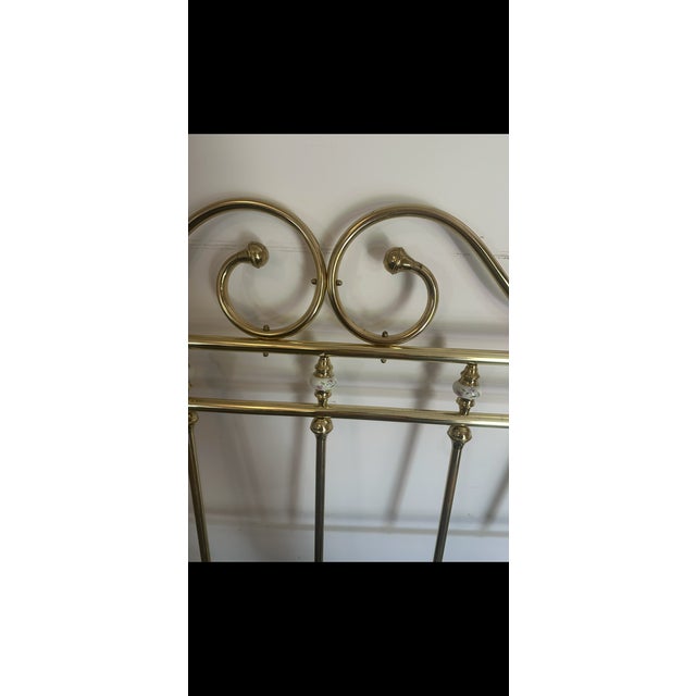 1980s 1980s Brass Porcelain Hand Painted Queen Headboard For Sale - Image 5 of 6
