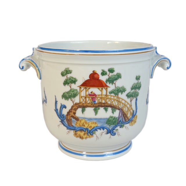 Richard Ginori Vintage Richard Ginori Petite Porcelain Chinoiserie Cachepot Planter For Sale - Image 4 of 7