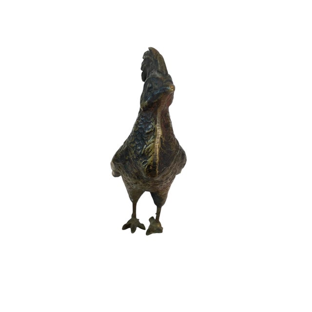 Mid 20th Century Brass Chicken Figurines - Set of 2 For Sale - Image 4 of 10