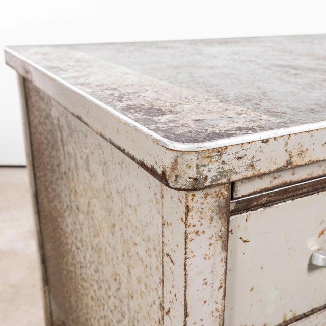 Metal Industrial Steel Double Drawer Desk, 1950s For Sale - Image 7 of 14