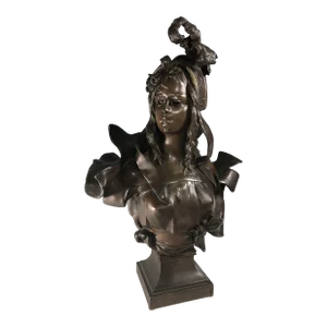 Antique Bronze Bust of a Young Girl by Anton Nelson