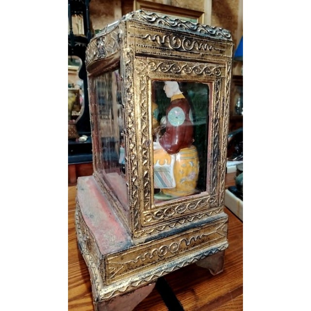 Antique Asian Burmese Temple in Wood and Gilded Metal, 1800s, in Good conditions. Designed before 1890