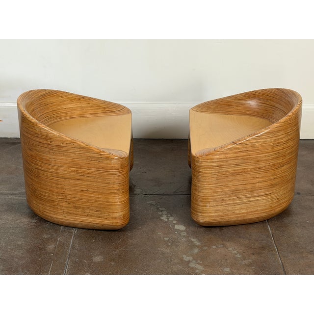 Organic Modern Stacked Plywood Lounge Chairs For Sale - Image 4 of 18