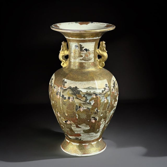 Japanese Meiji Satsuma Vase with Samurai Scenes from Kinkozan Studio, 1890s For Sale - Image 10 of 10