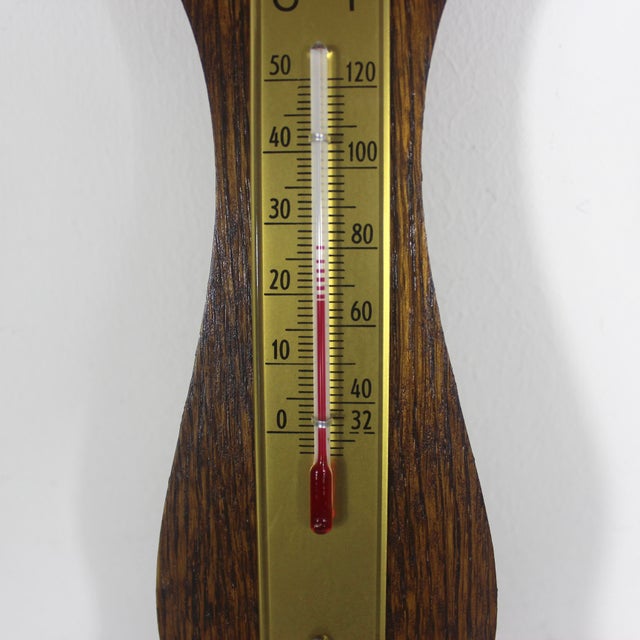 Mid 20th Century Vintage French Wall Barometer, Made of Wood, Brass and Glass, France For Sale - Image 5 of 11