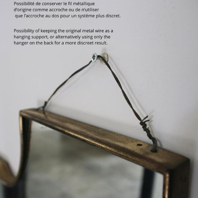 Mid-Century Modern Vintage Italian Patinated Brass Shield Mirror, 1950s For Sale - Image 3 of 14