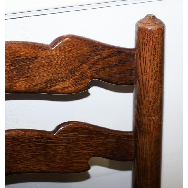 Antique English Rush Seat Ladderback Dining Chairs, 1910s, Set of 6 For Sale - Image 17 of 18