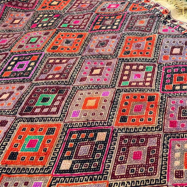 Textile 1960s Nomadic Embroidery Cecim Kilim Rug For Sale - Image 7 of 9