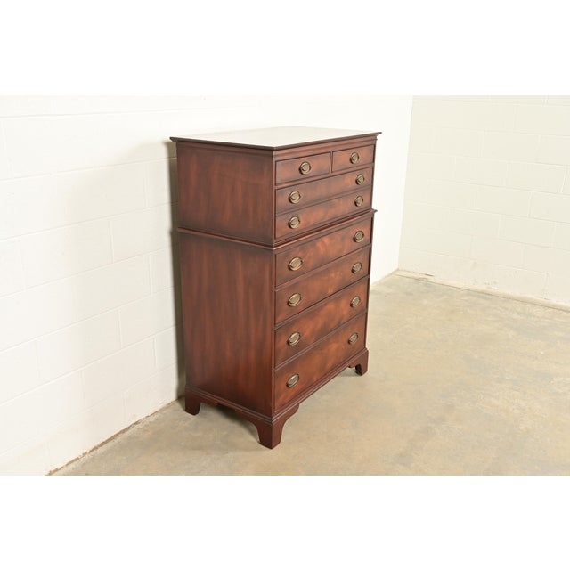 Henredon Henredon Georgian Flame Mahogany Highboy Dresser, Circa 1950s For Sale - Image 4 of 16