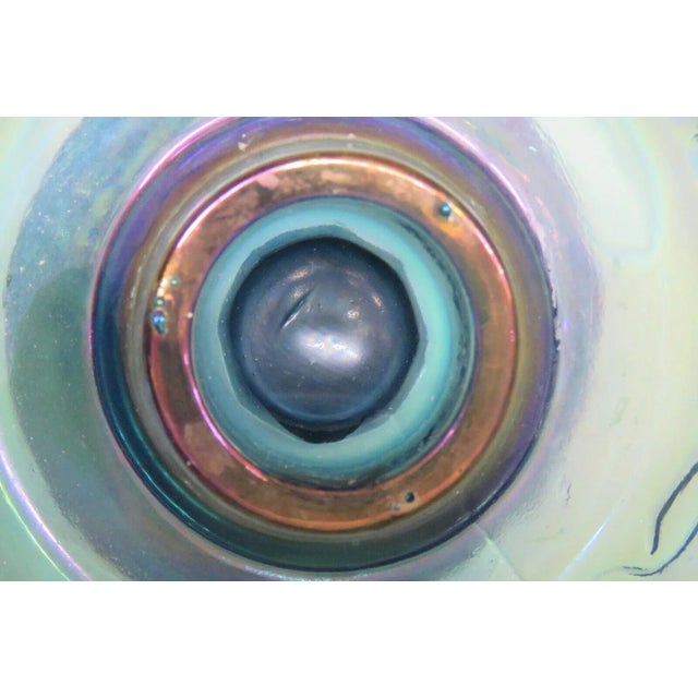 Blue Indiana Carnival Glass Harvest Grape Blue Iridescent Candle Holders a Pair For Sale - Image 8 of 12