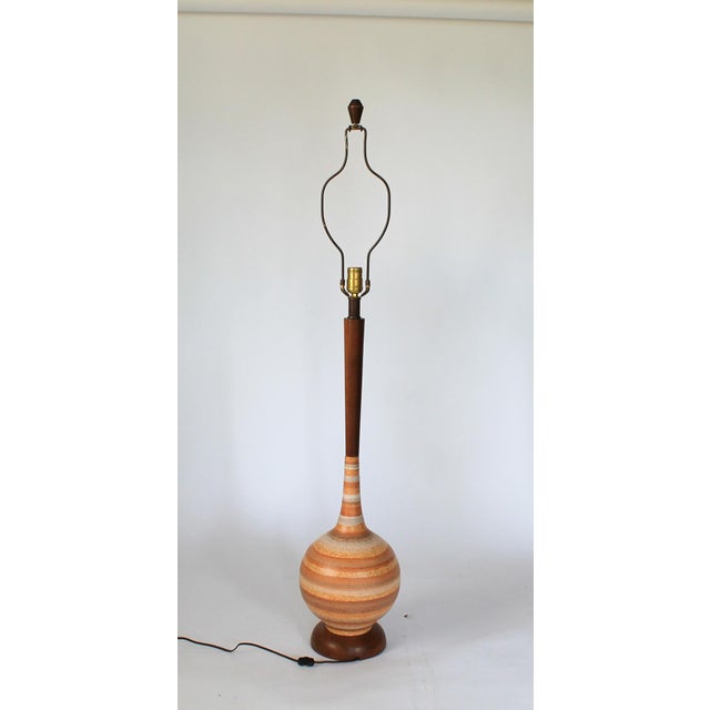Mid-Century Modern Ceramic and Walnut Lamp For Sale - Image 11 of 12